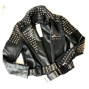 Faux Leather Motorcycle Jacket,